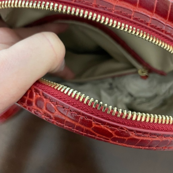 Brahmin Red Crossbody Bag with Adjustable Strap and Unique Shape - Picture 7 of 9